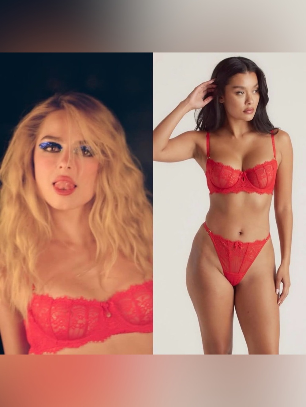 Lounge red lace bra Addison Rae